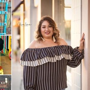 Navy blue stripped blouse